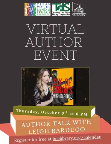 Picture of author, Leigh Bardugo and her book Six of Crows
